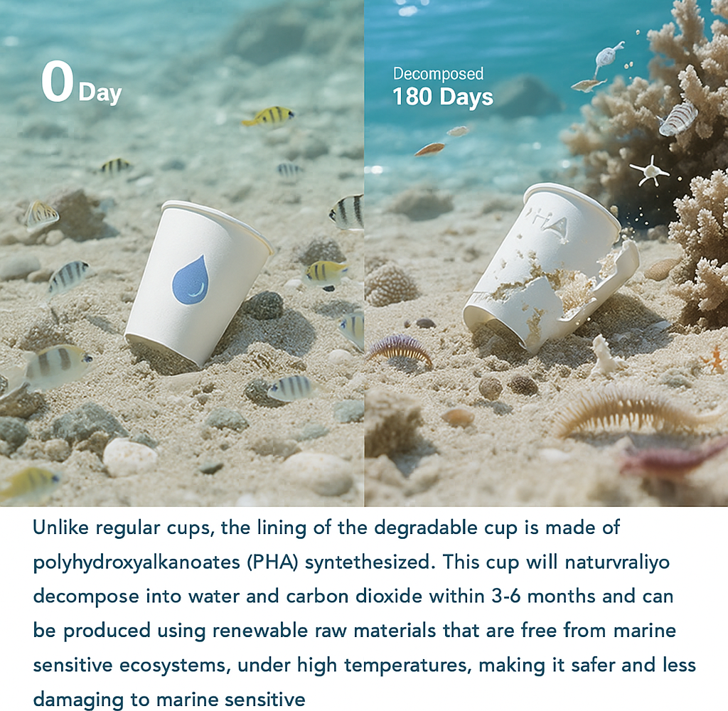 Custom PHA Biodegradable Paper Cups – Eco-Friendly Disposable Coffee, Tea & Hot Drink Cups Plastic Ban Friendly HL07CP302